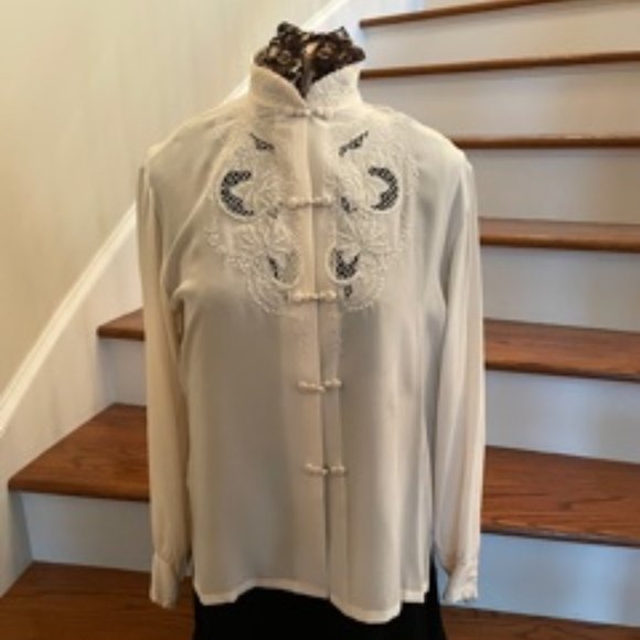 Tops | Vintage 10 Silk Blouse Made In China Sz 40 | Poshmark